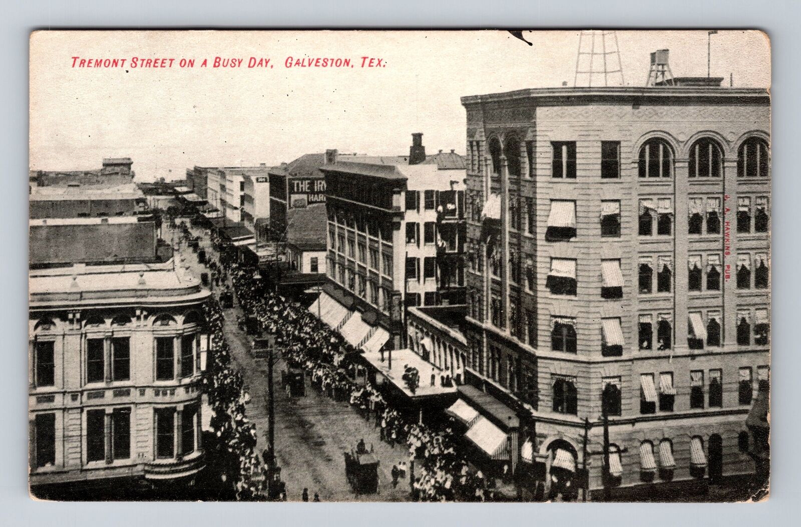 Galveston TX-Texas, Aerial Tremont Street, Advertising, Vintage Postcard