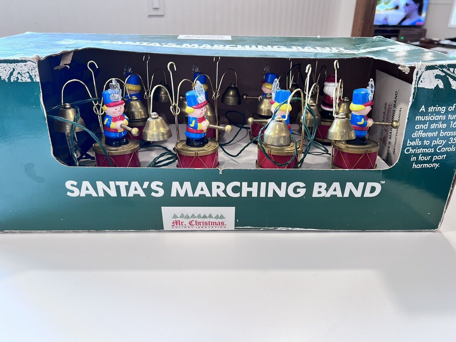 Vtg 1991 Mr. Christmas SANTA’S Marching Band MUSICAL BELLS 35 Carols WORKS BOX