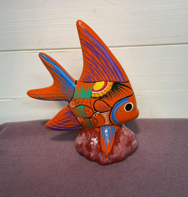 Talavera Angel Fish  -Mexico Folk Art - Pottery - Terracotta - Hand Painted