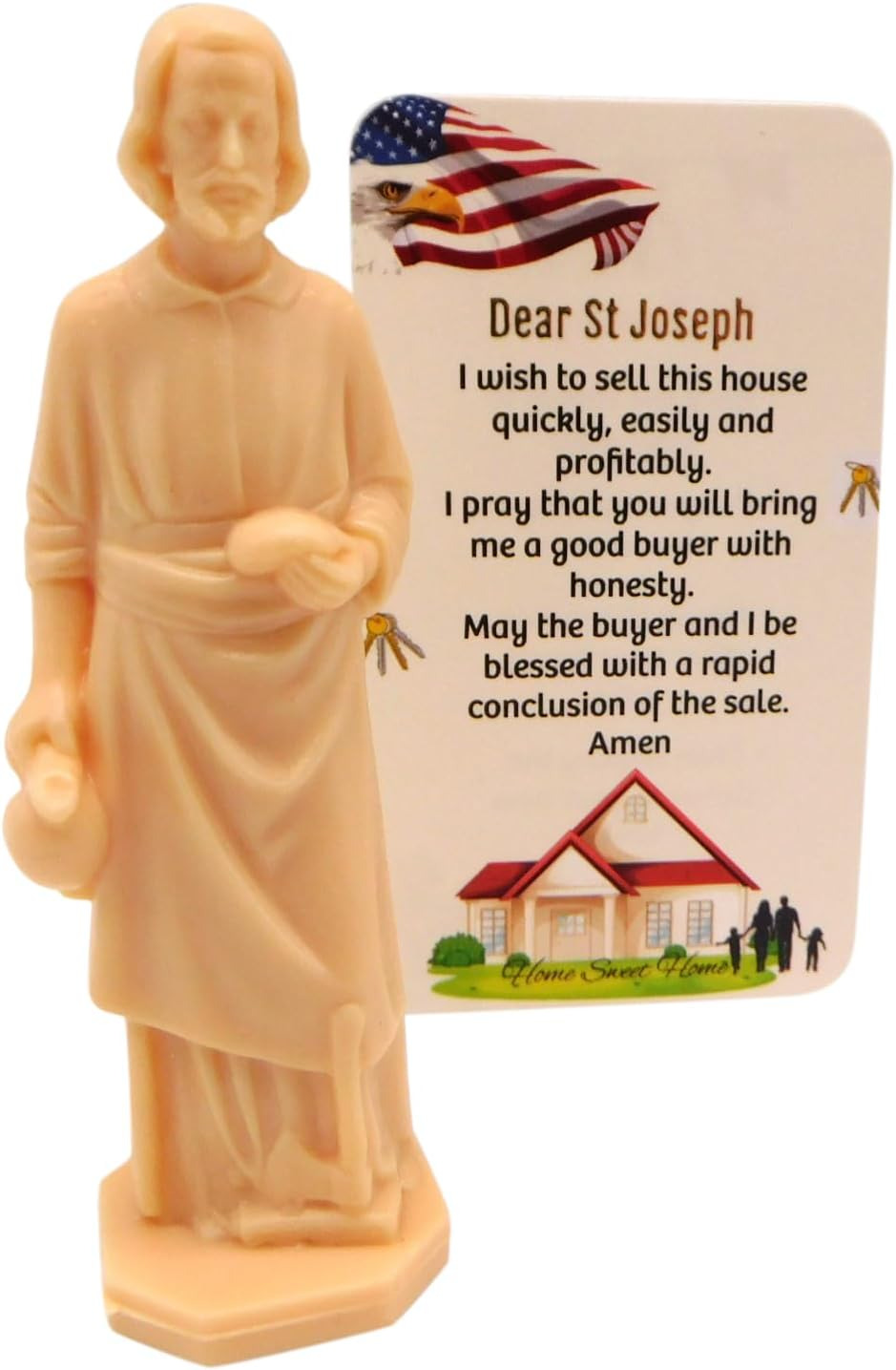 Westmon Works Saint Joseph Statue for Selling Your Home with Patriotic House Pra