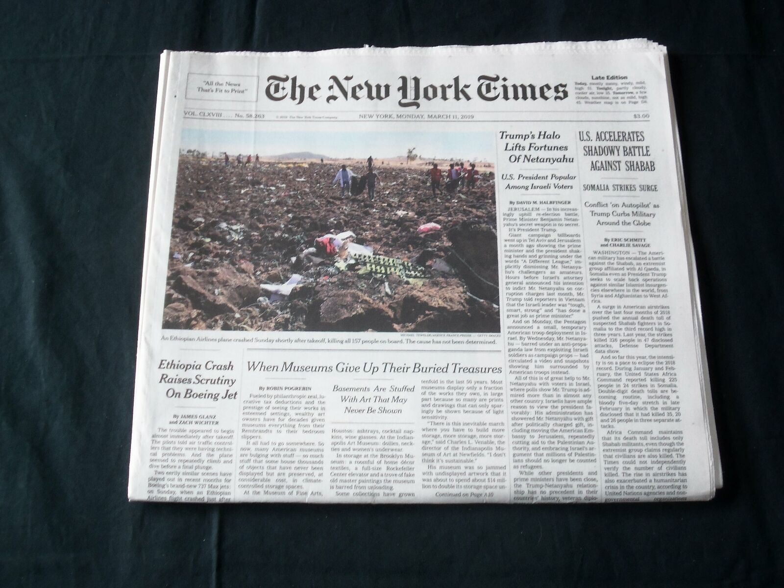 2019 MARCH 11 NEW YORK TIMES- ETHIOPIAN AIRLINES PLANE CRASH- BOEING 737 MAX JET