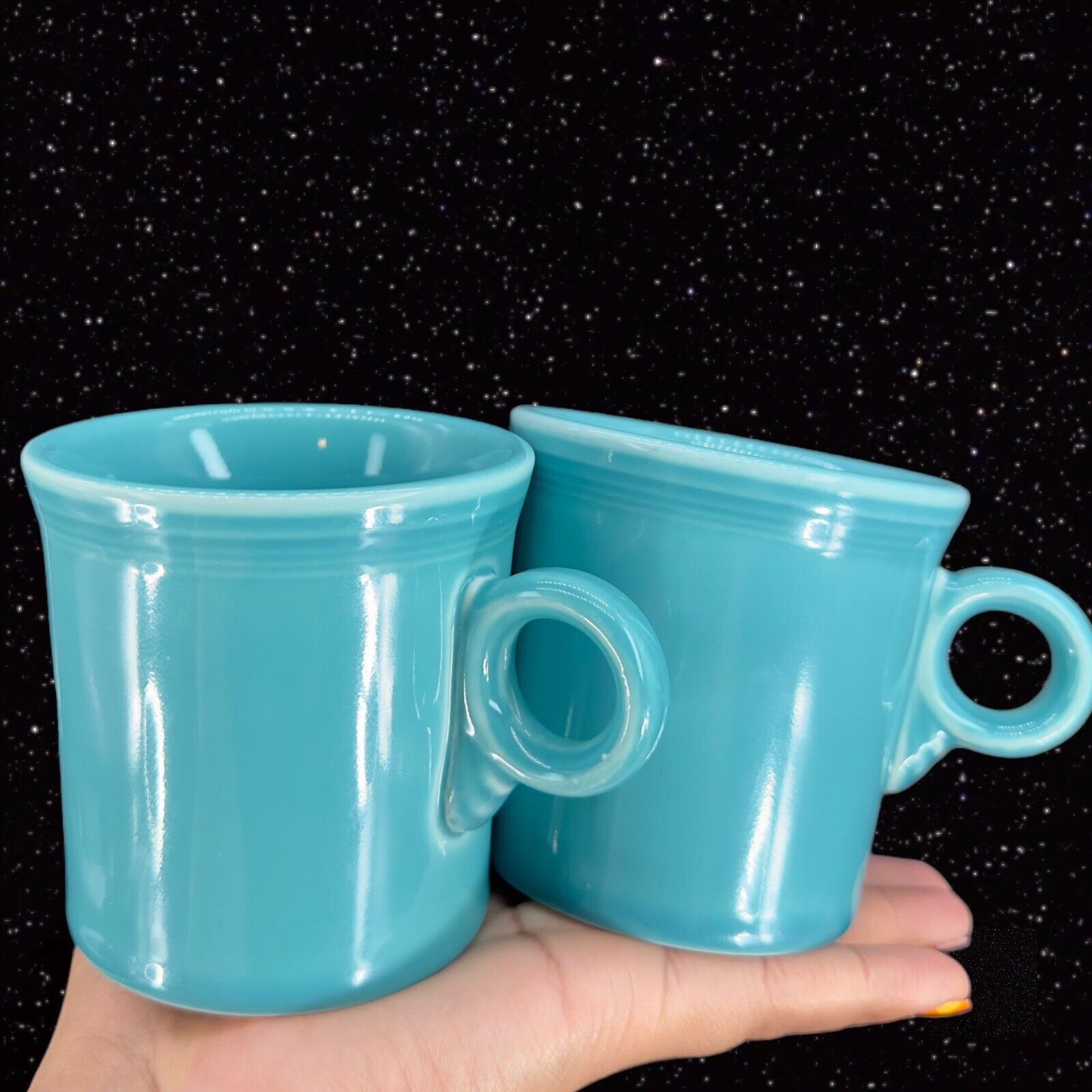 Vintage HLC FIESTA USA COFFEE CUP MUG SET 2 Mugs Light Blue Color Ceramic
