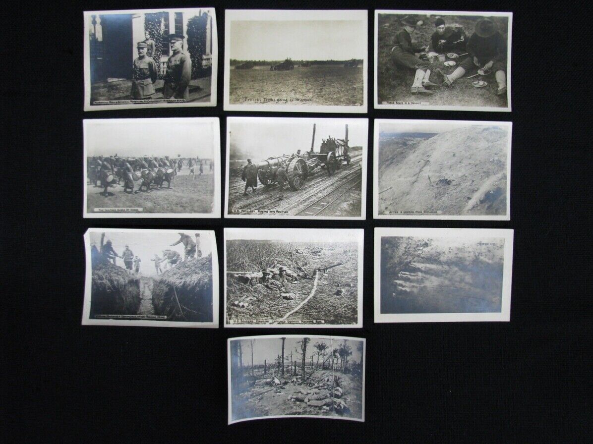 Lot of 10 WW1 Original Military Photos Soldiers, Locations, Equipment WW1 (G)