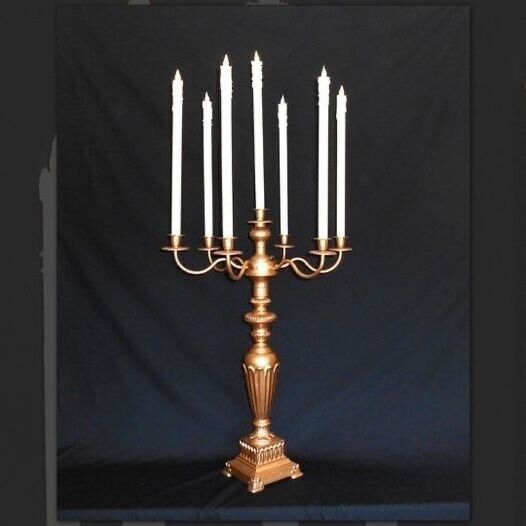 Candelabras, Retirement Sale, Gold Metallic,LED Candles,Cast in White Metal