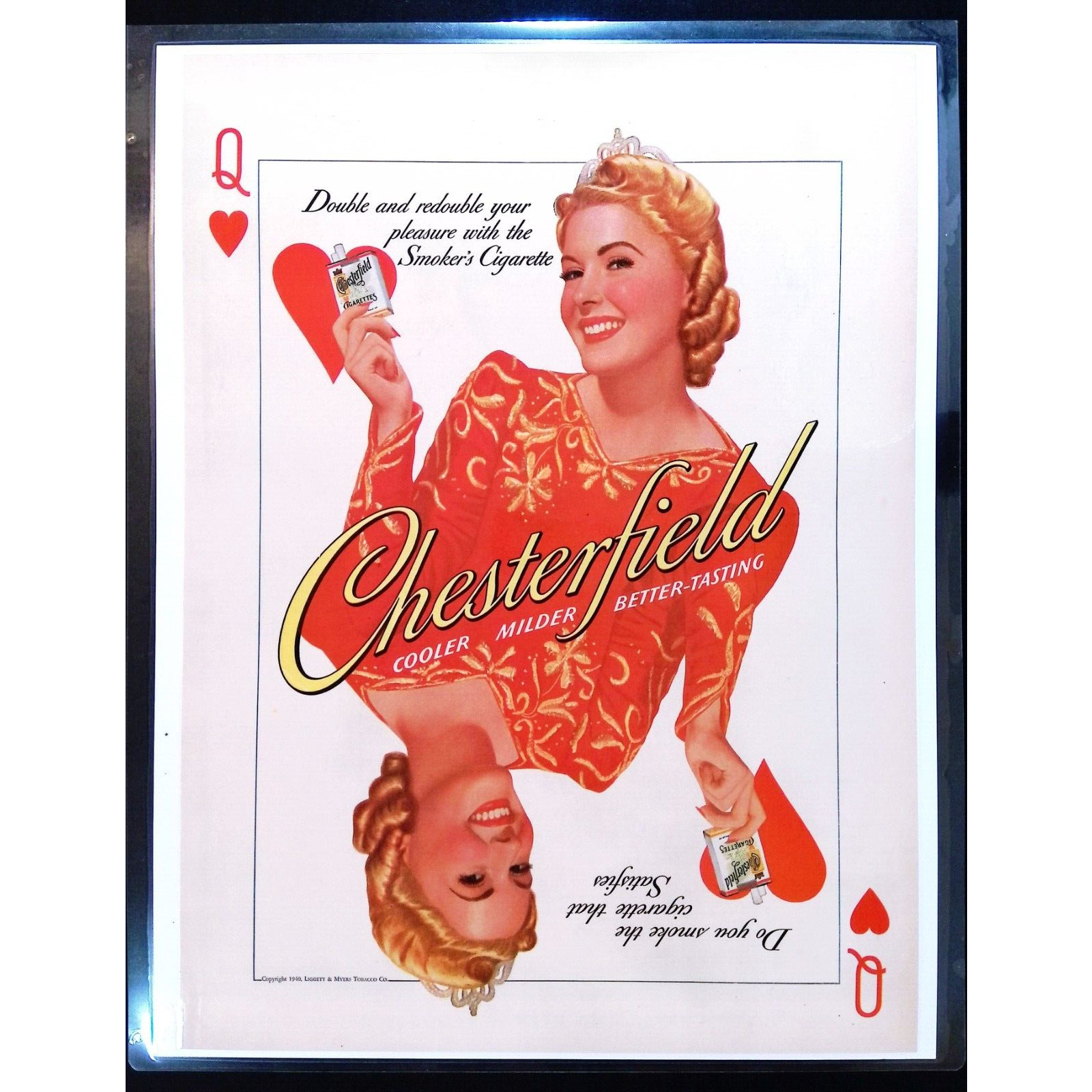 Chesterfield Cigarettes 1940s Print Ad Poster Laminated Queen of Hearts 11\