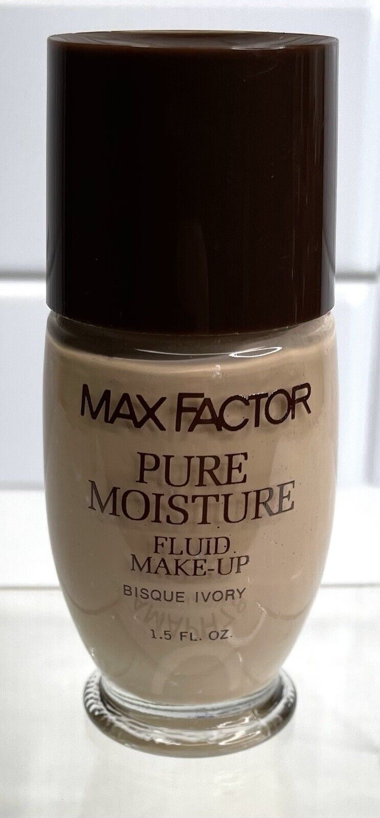 Vtg MAX FACTOR Pure Moisture Fluid Makeup Bisque Ivory 1970s Rare PROP Advertise
