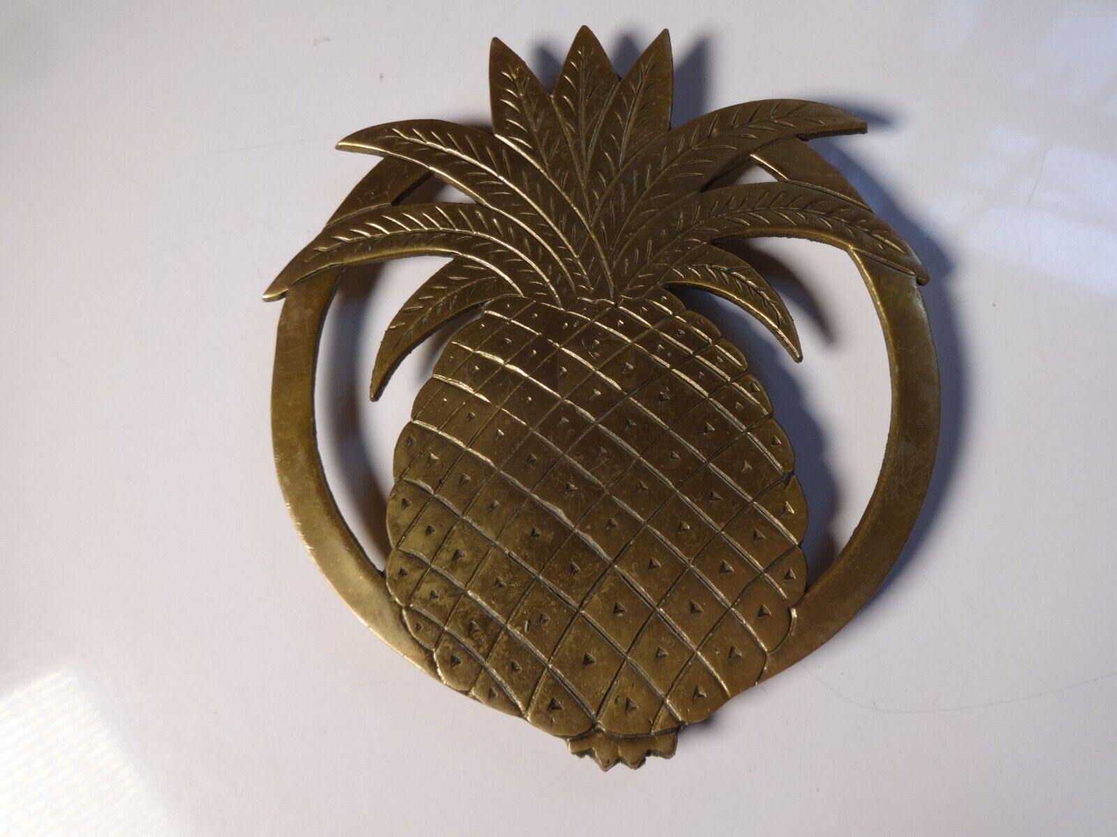 Vintage Solid Brass Pineapple Trivet Hot Plate by Omnibus Taiwan