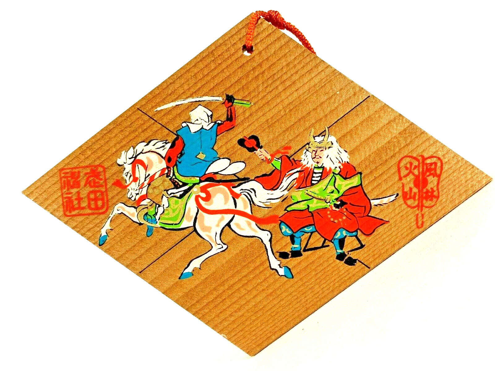 Prayer Board Ema Samurai & Warlord Battle Japanese Diamond Shape Amulet