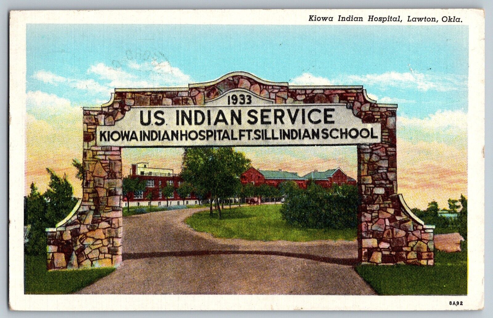 Lawton, Oklahoma OK - Kiowa Indian Hospital - Vintage Postcard - Posted