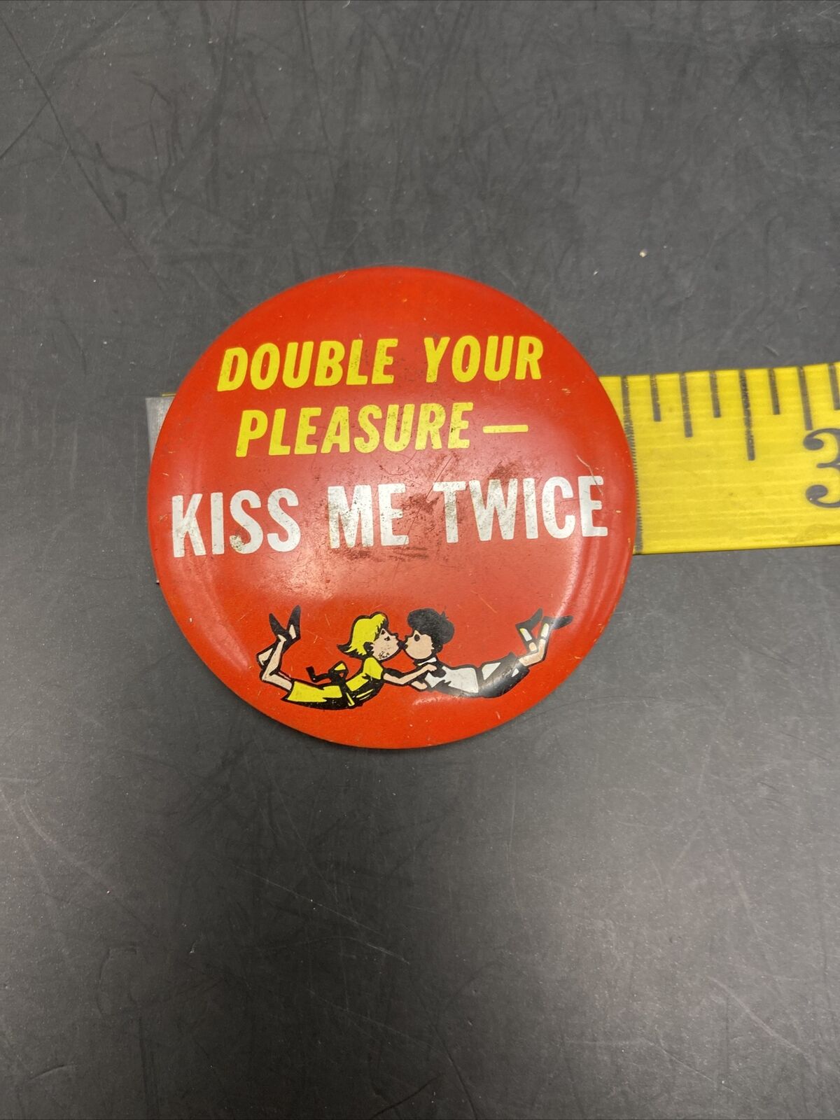 Vintage skydiving relationship love double your pleasure kiss me twice Pinback 
