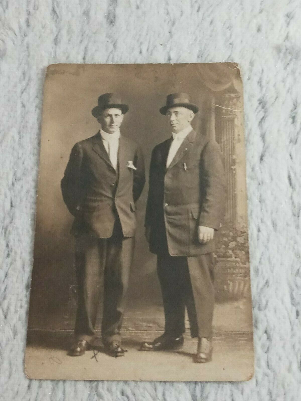 Antique Real Photo Postcard of 2 Men RPPC 