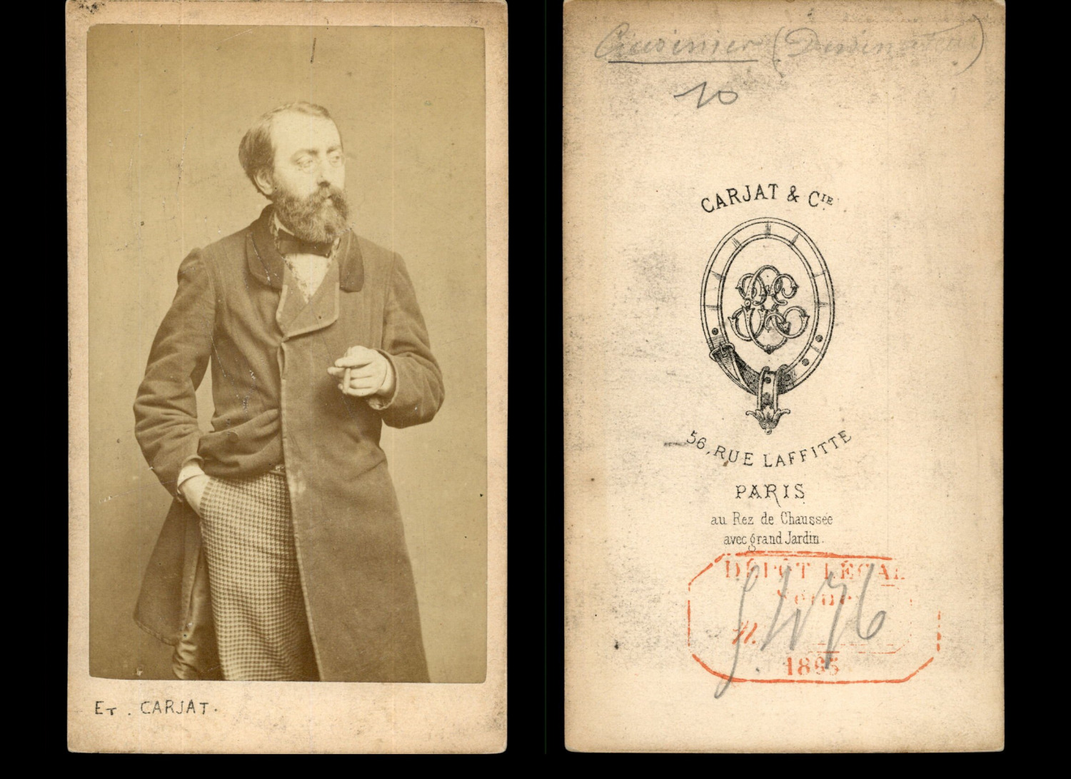 Carjat, Paris, Vintage Albumen Print CDV ID Personality.