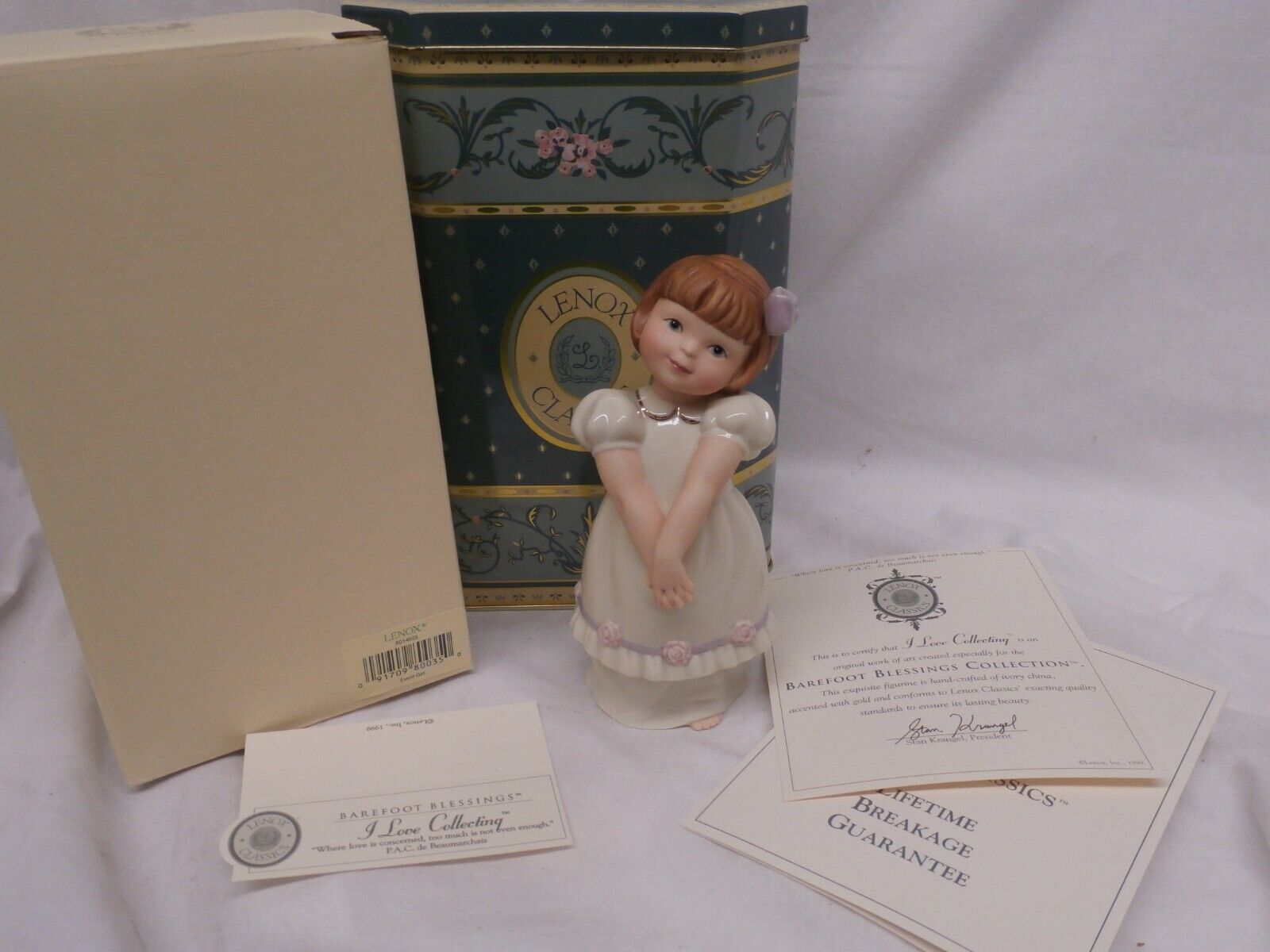 Lenox Barefoot Blessings Collection I LOVE COLLECTING Girl NOS in Tin, box Coa