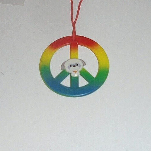 Love My Dog Peace Sign Rainbow Prism Hippie Concert Dance Pendant Necklace Woof