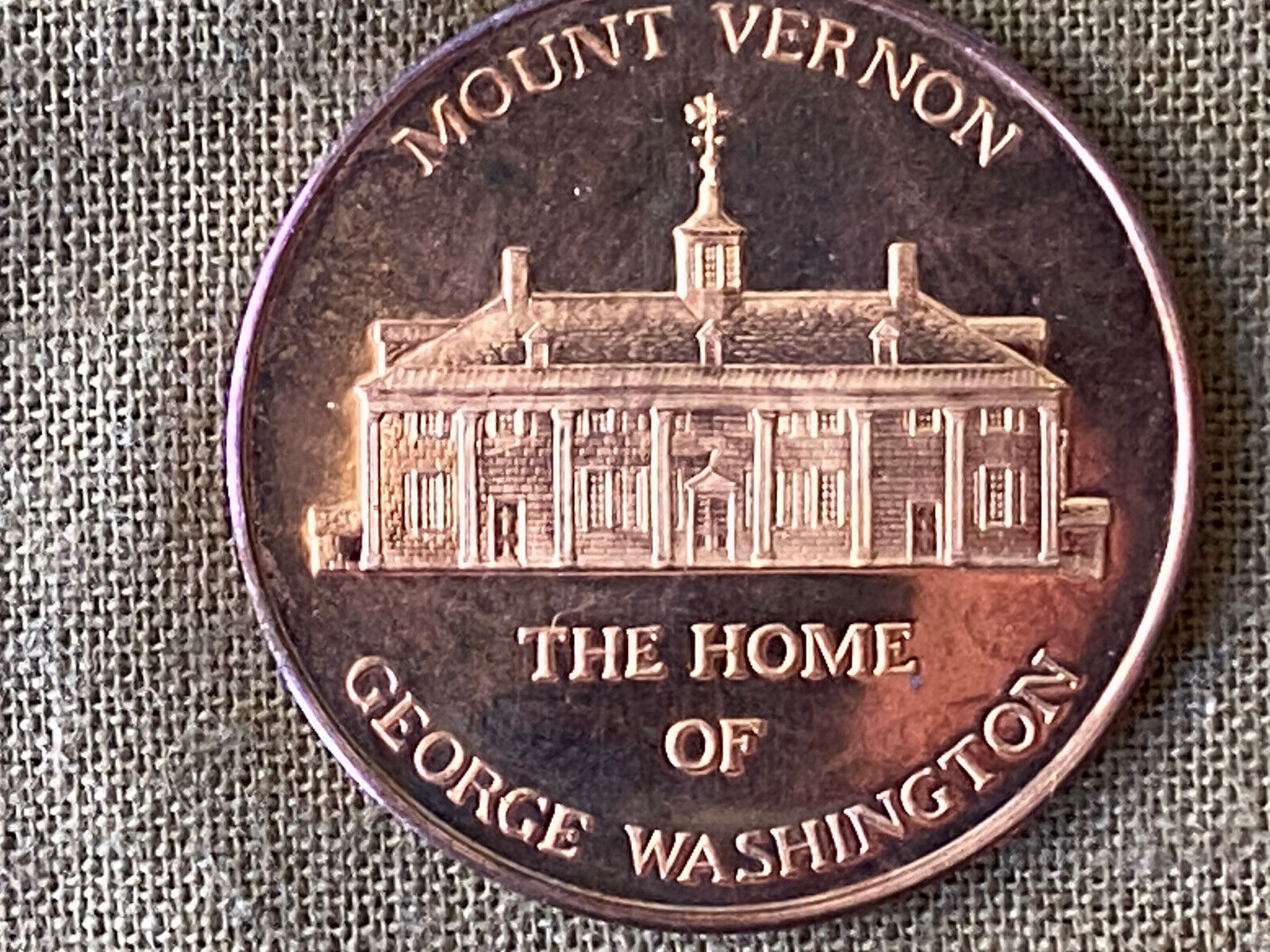 HISTORIC MOUNT VERNON THE HOME OF GEORGE WASHINGTON TOKEN BY J.A. HOUDON~NICE