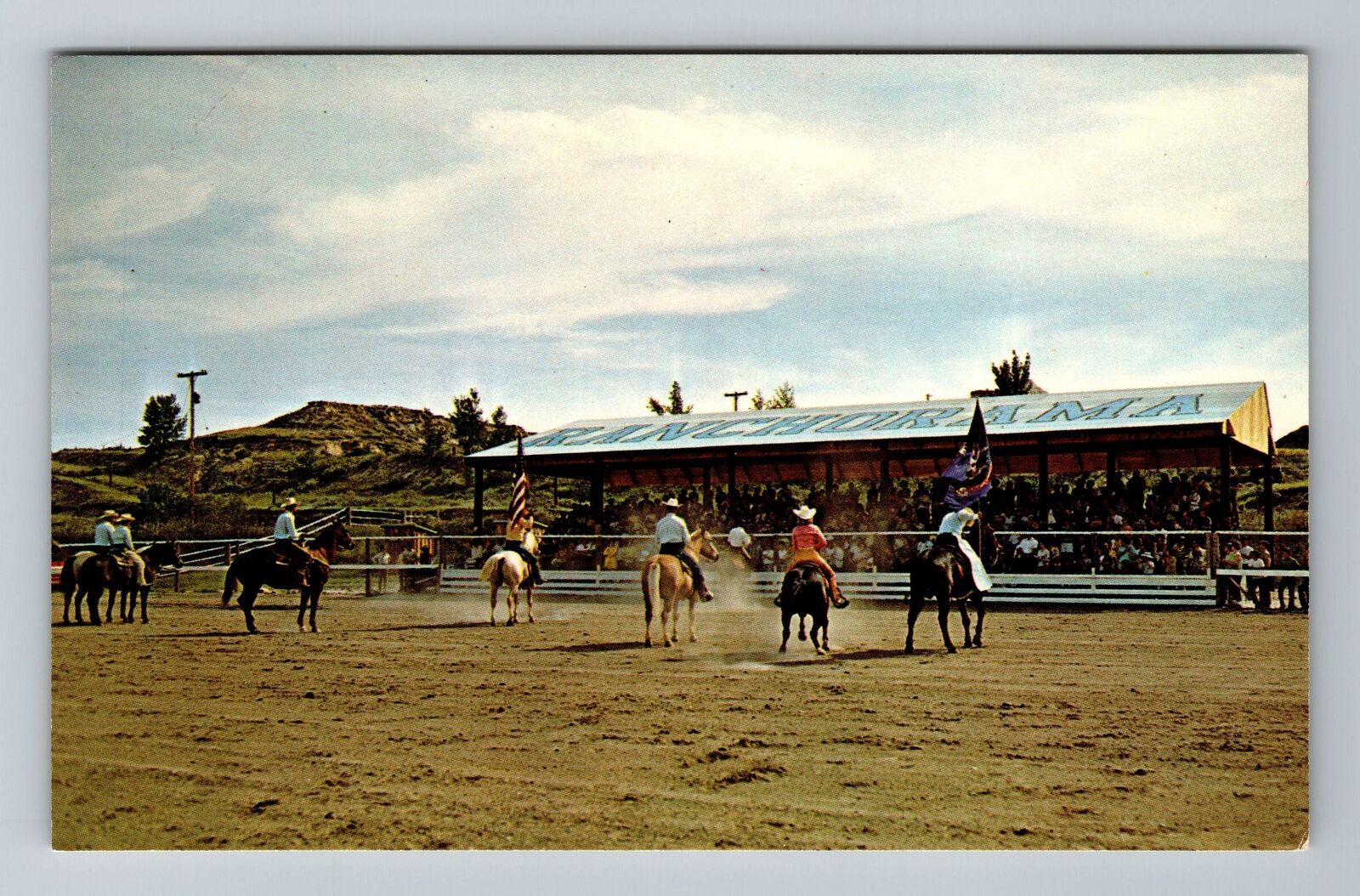Medora ND-North Dakota, Ranchorama Educational Drama, Vintage Postcard