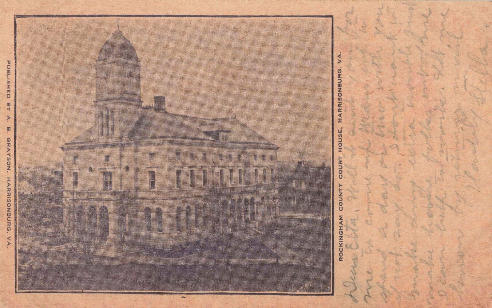 Rockingham County Court House Harrisonburg Virginia VA c1905 Postcard