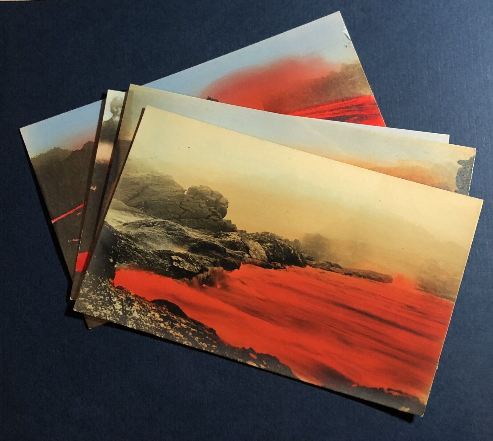 Lot of 4 Postcards RPPC Hawaiian Volcanic Lava Flows c1920