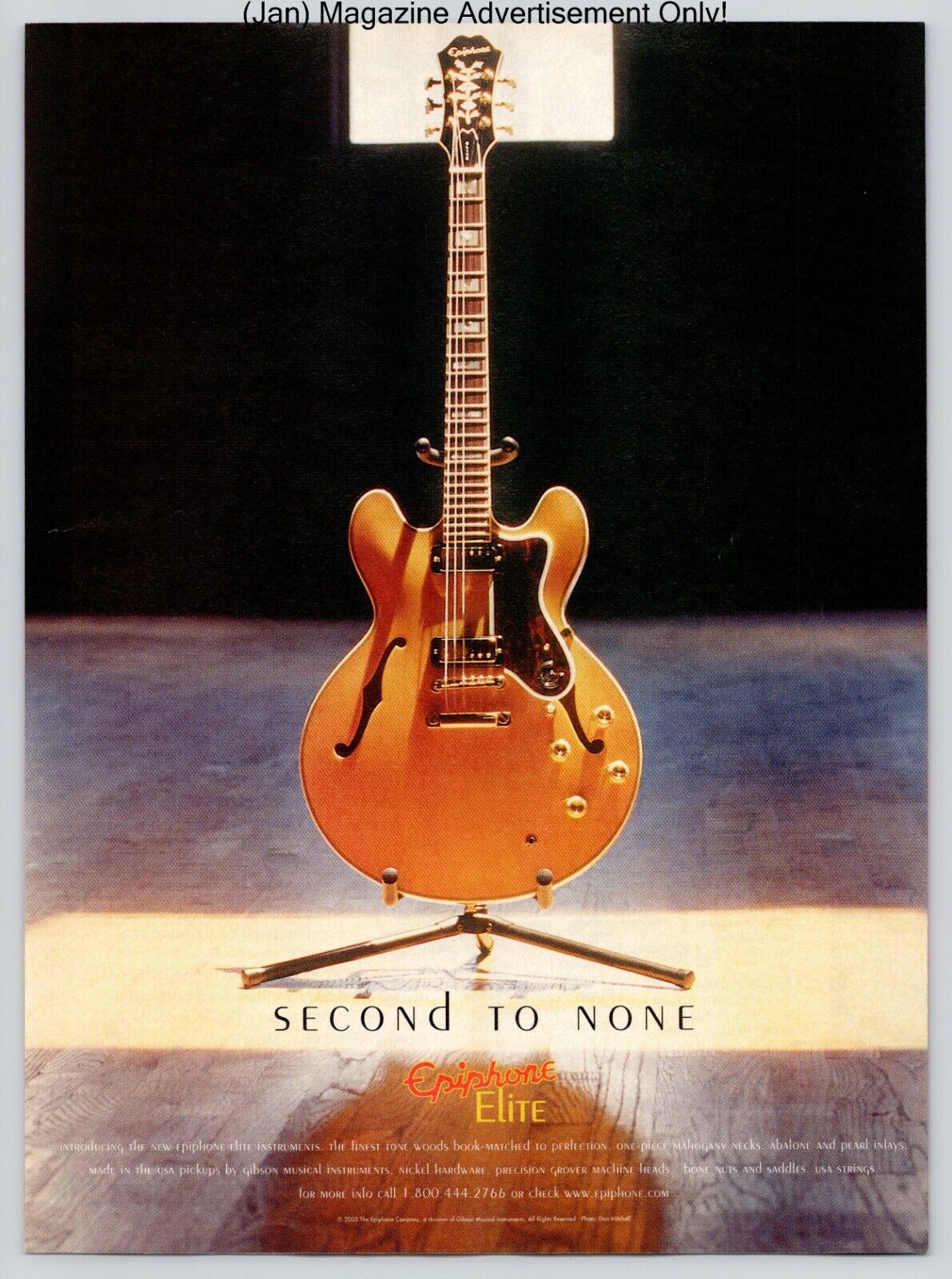 Epiphone Elite Guitars Promo 2003 Full Page Print Ad