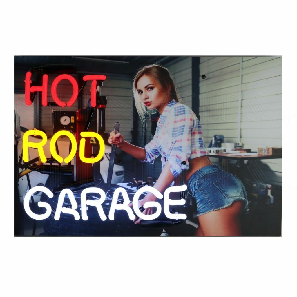 Red Hot Sexy Pin up blonde Hot Rod Garage Neon sign wall lamp light Mancave 