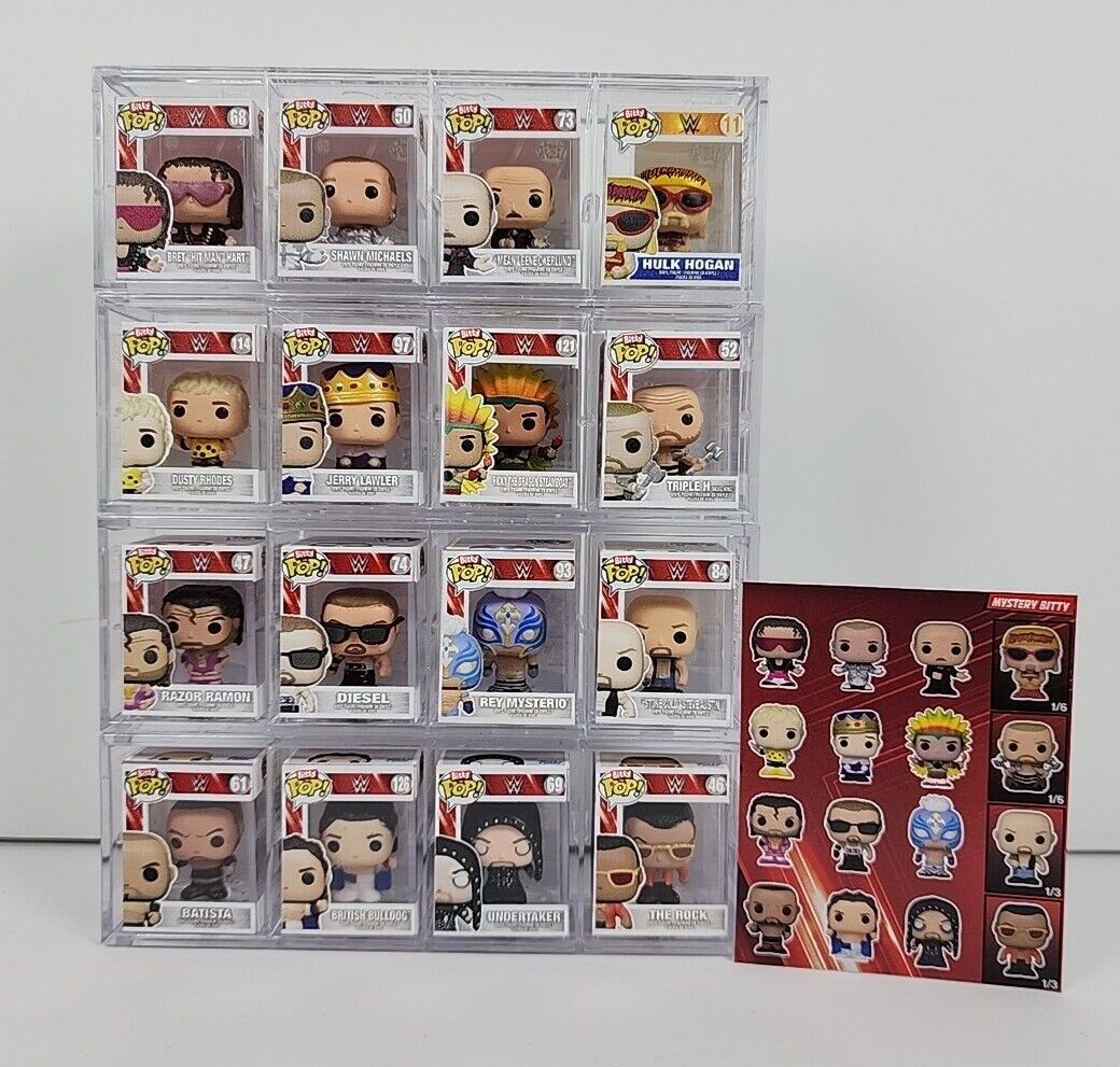Funko Bitty POP WWE Wrestling Complete Set of 16 w/4 Mystery Chase Figures