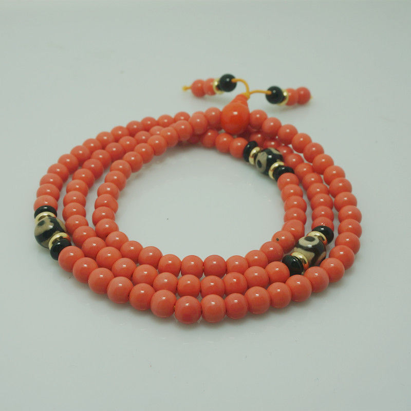 6mm Tibetan Style Buddhism 108 Glazed Rosary Beads Multi-circle Bracelet Gift