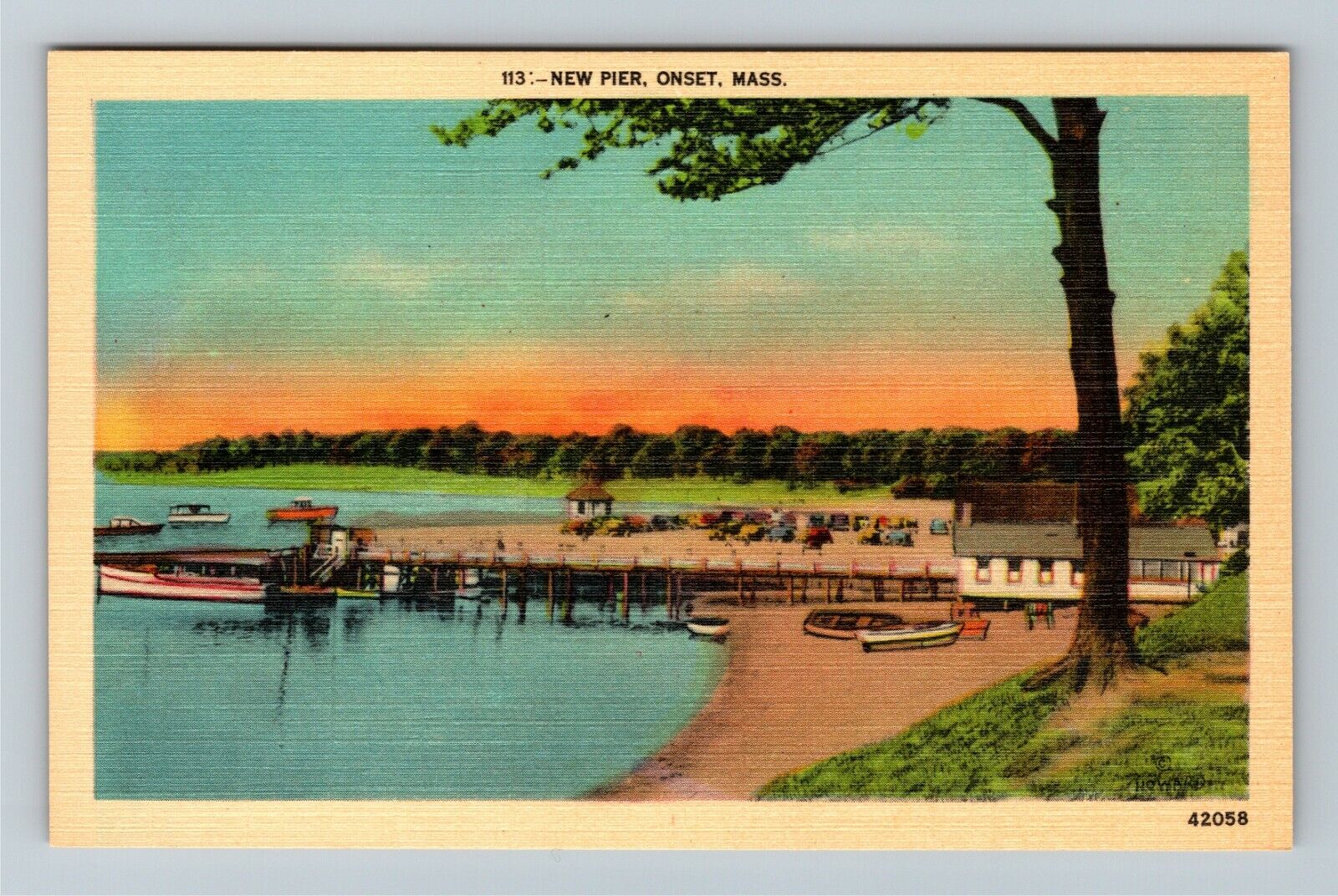 Onset MA, New Pier, Massachusetts Vintage Postcard