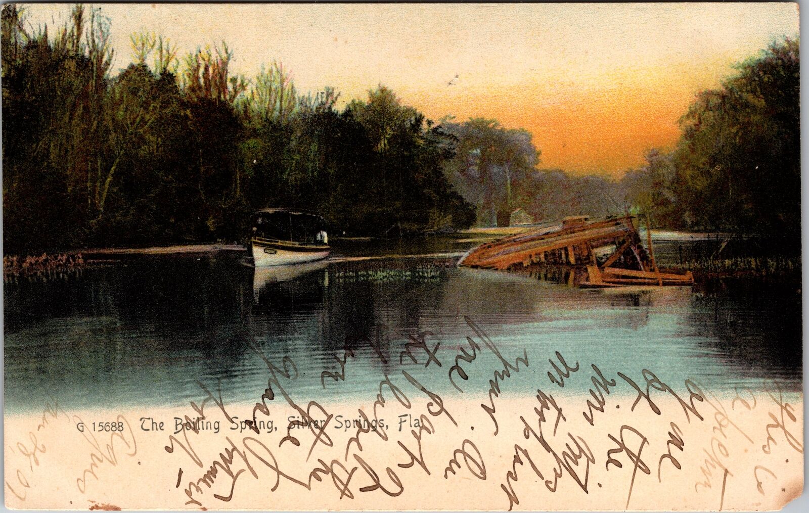 Silver Springs FL-Florida, The Boiling Spring, c1907 Vintage Souvenir Postcard