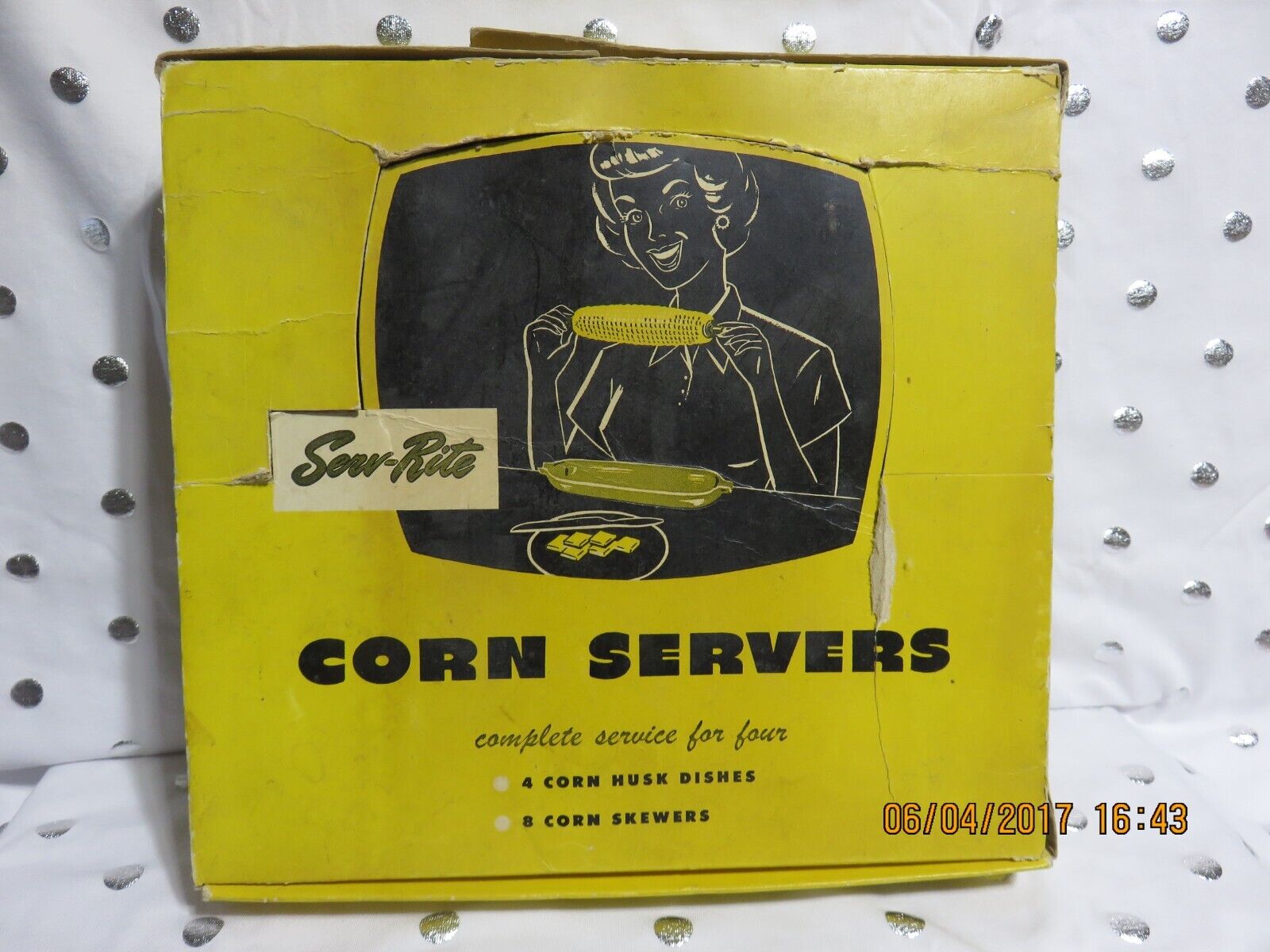 Vintage 1950\'s Corn Servers Serv-Rite Corn on the Cob Serving Set Original Box