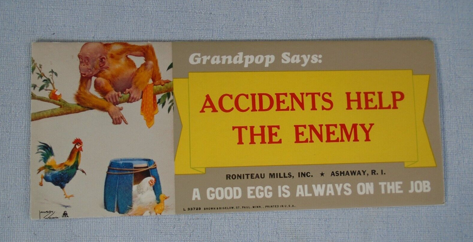 WWII ink blotter, accidents help the enemy