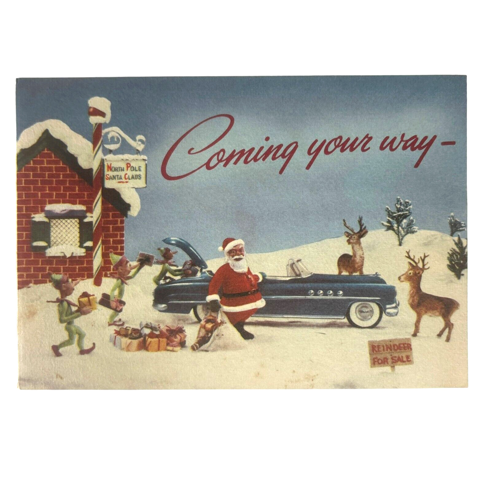Vintage BUICK Automobile Dealership Christmas Card Schweda Company Advertisement