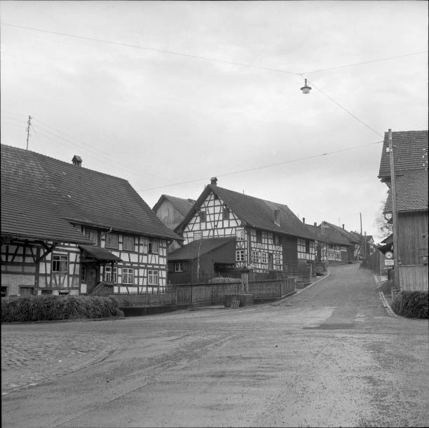 Half timbered houses in Marthalen, 1958 Old Historic Photo