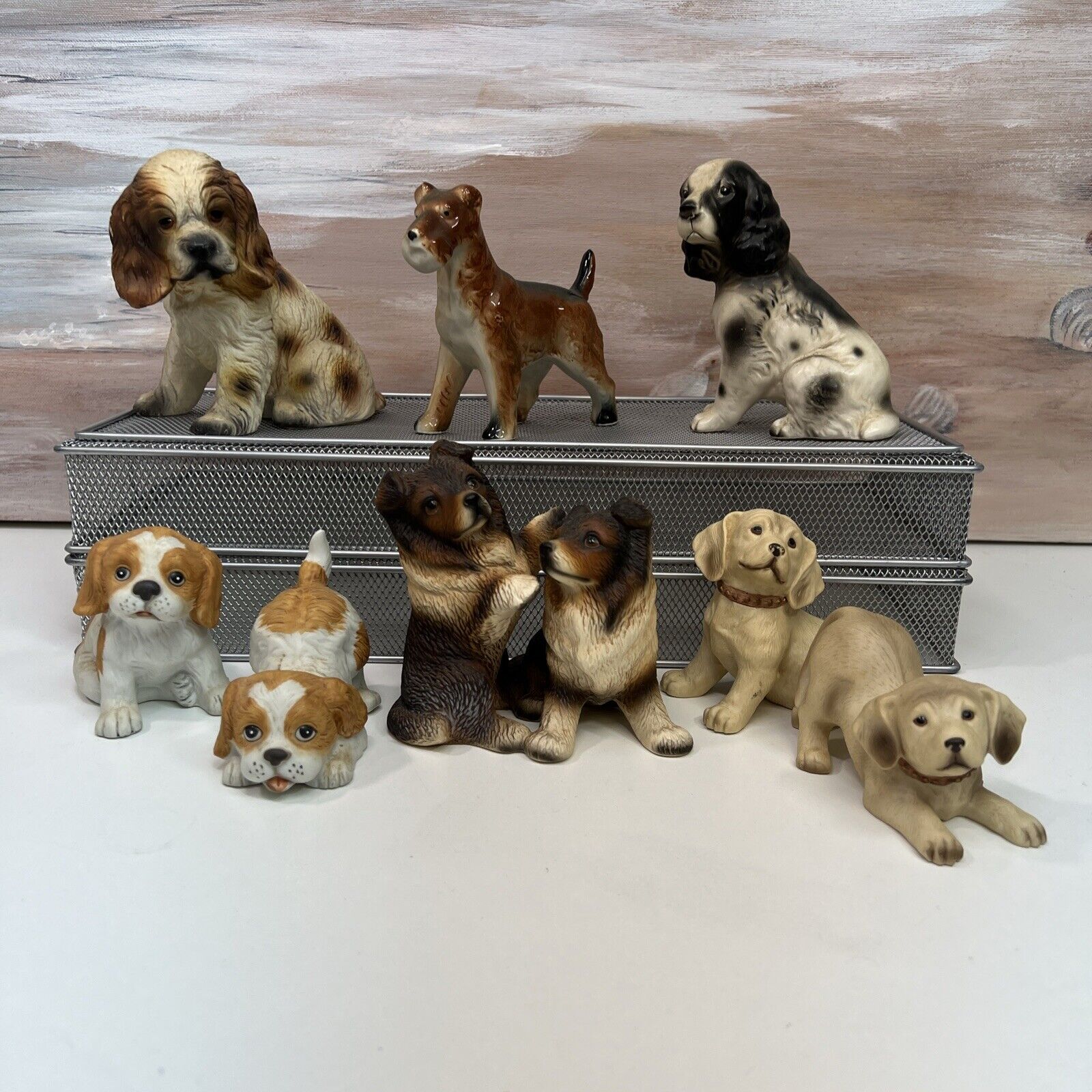Dog Figurines Lot of 8 w/ Homco, Japan, Thomas Gray? Lab Spaniel Retriever…