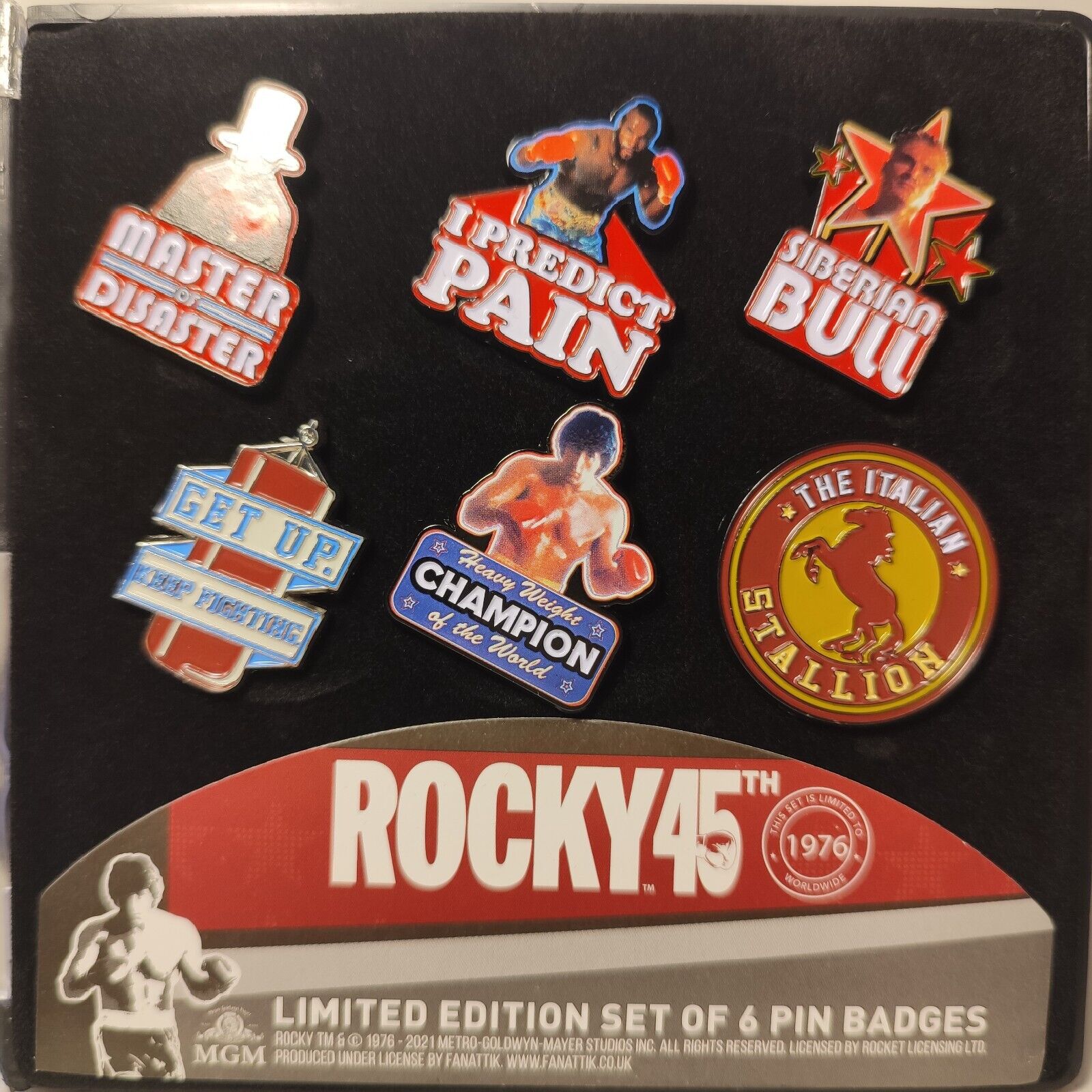 Rocky 45th Anniversary Limited Edition Enamel Pin Set Official Collectibles