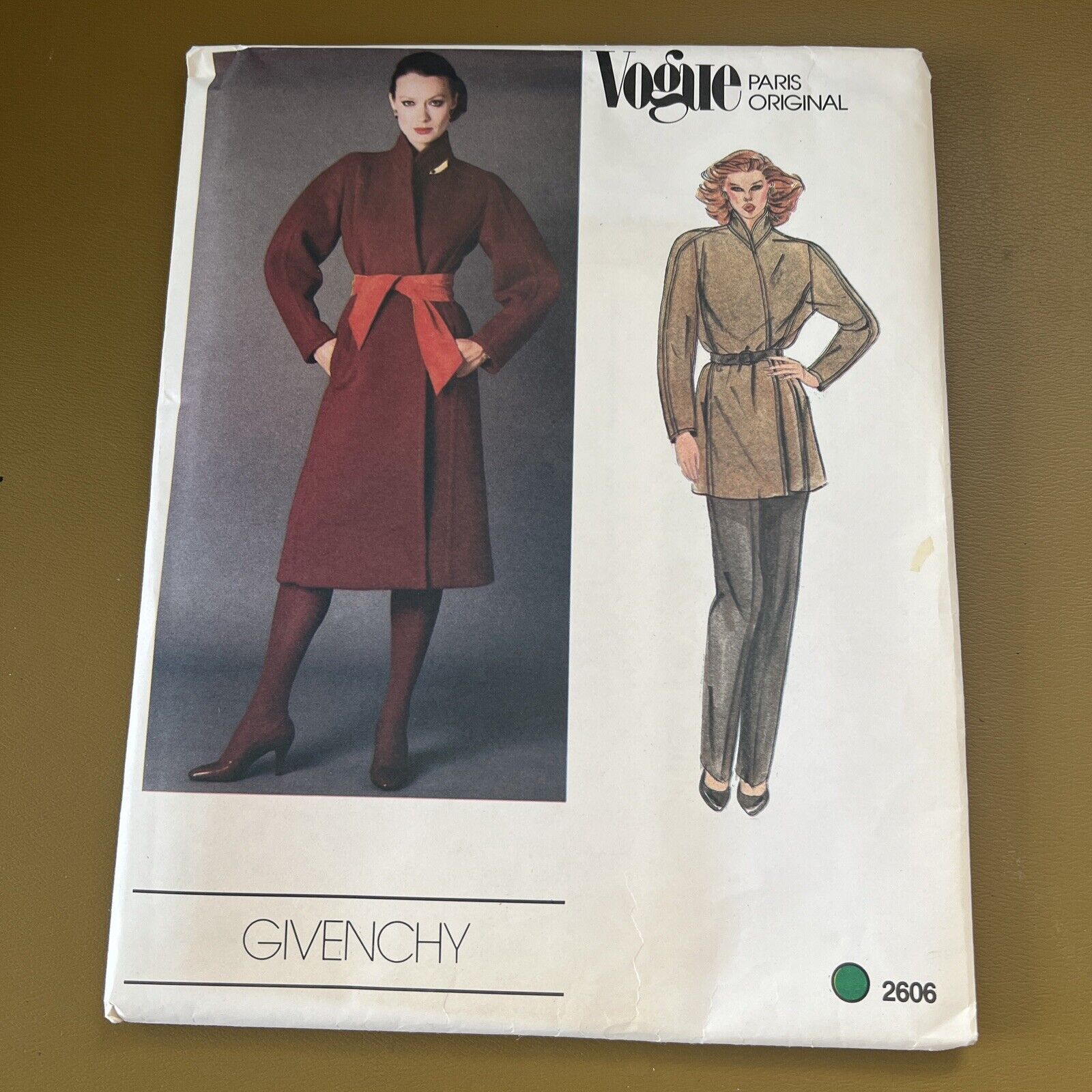 Vintage VOGUE Sewing Pattern #2606 Givenchy Coat Sz 14 UC/FF