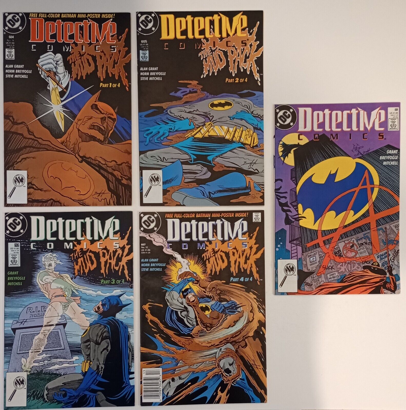 Detective Comics Lot of 5 (1st app of Anarky/ The Mud Pack) 1989