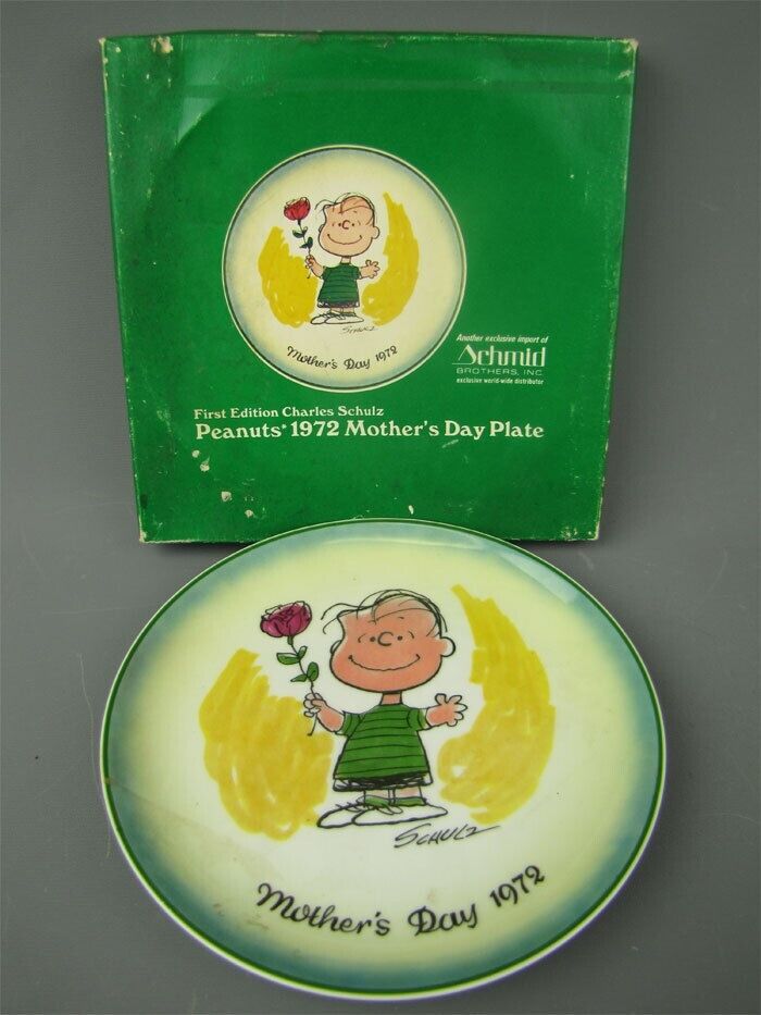 Vintage 1972 Peanuts Mother\'s Day Collector Plate Linus 1st Ed with Box Schmid 