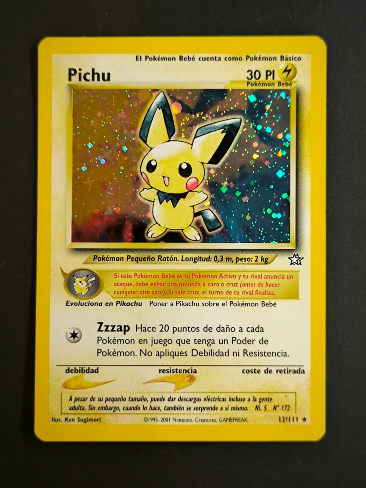 2000 Pokemon Neo Genesis - Picchu 12/111 Holo - NM - Spanish