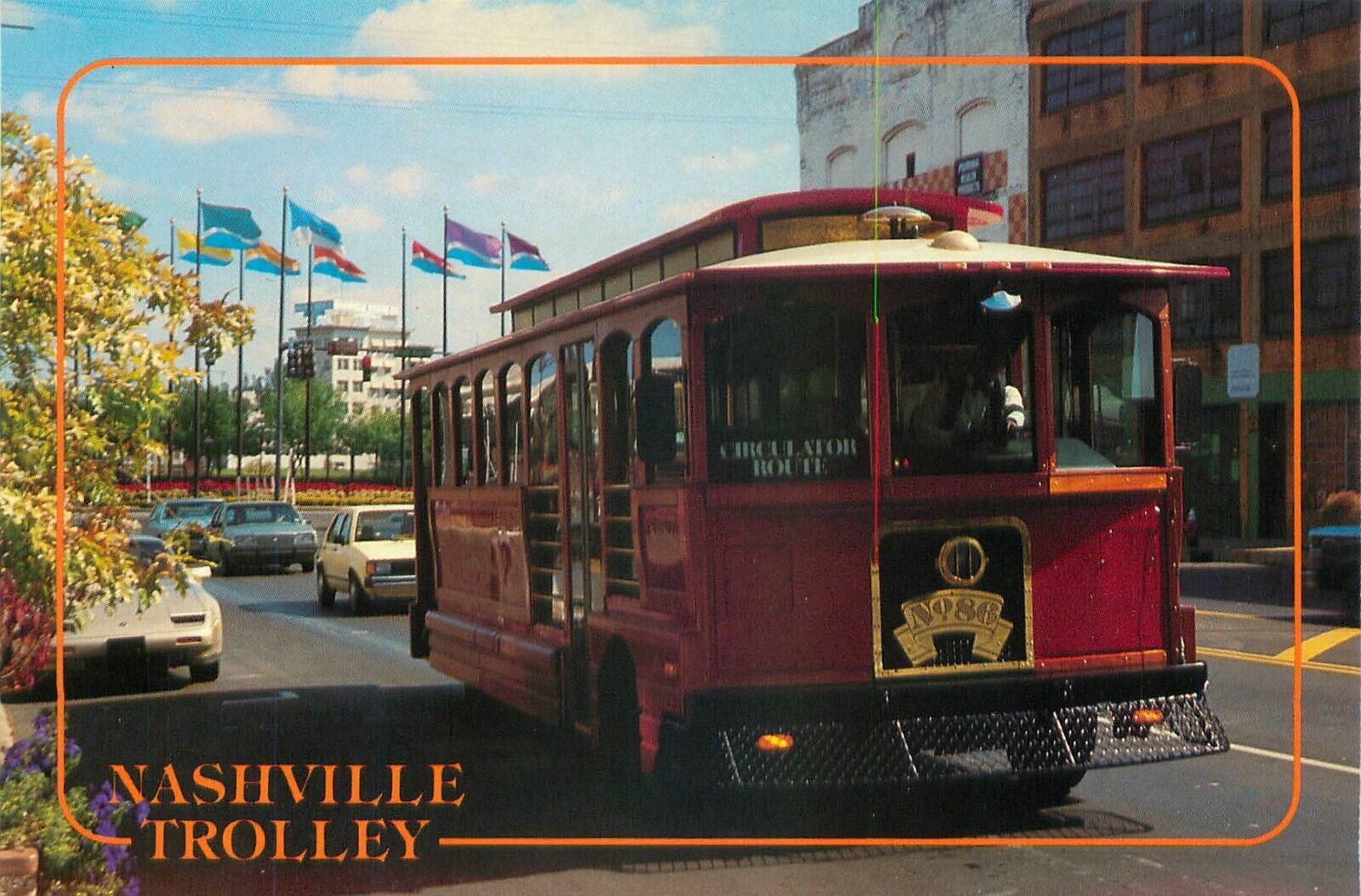 Nashville Trolley Nashville Tennessee Vintage 1990's Unposted Postcard