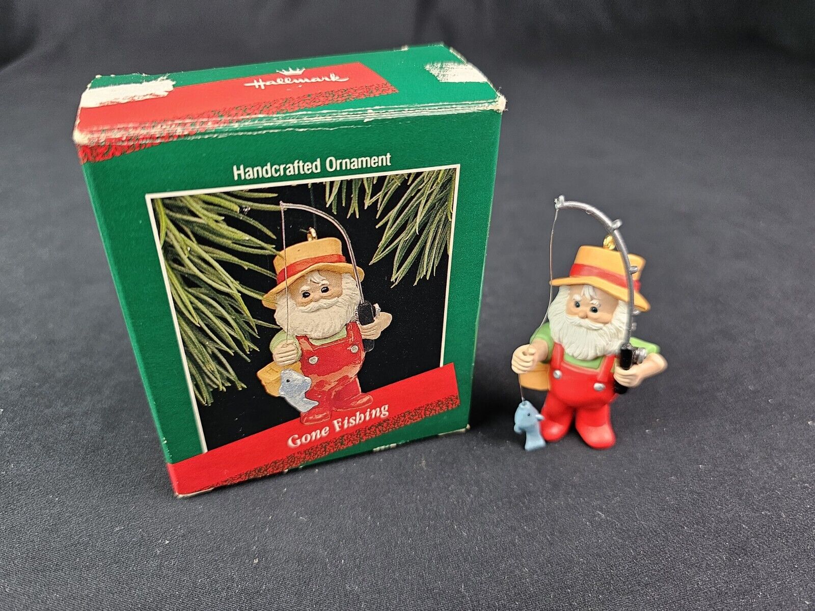 Vintage Hallmark Keepsake Christmas Ornament 1988 GONE FISHING Santa