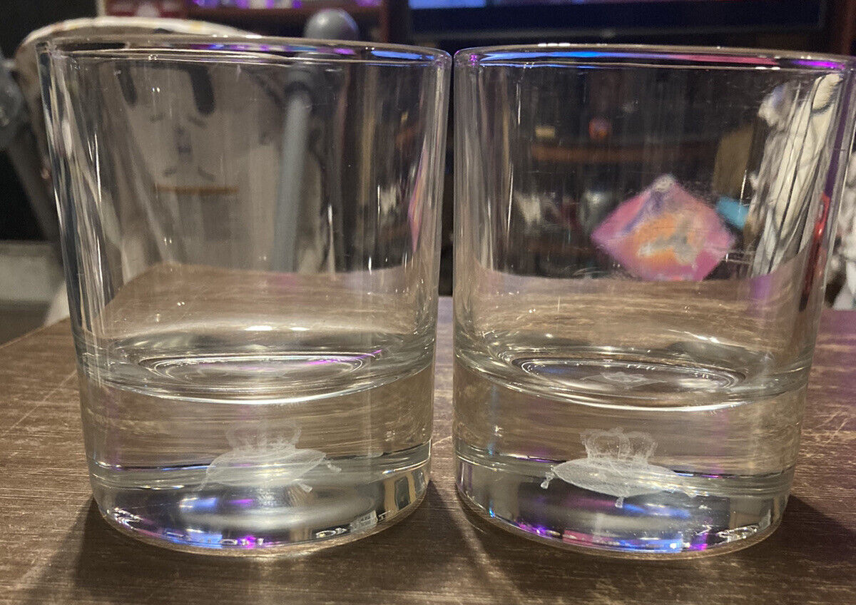 Set Of Two Crown Royal 3D Clear Whiskey Glass