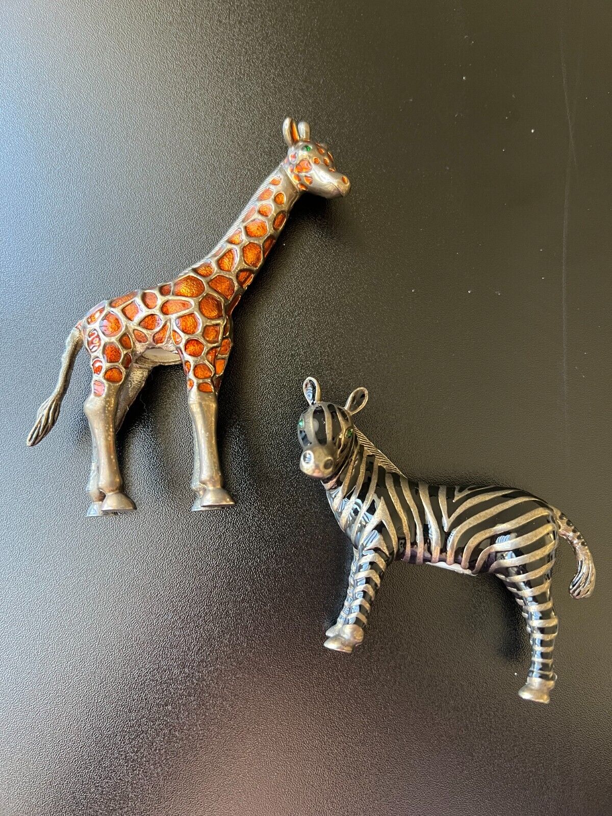 Godinger Metal Enamel Giraffe and Zebra Salt and Pepper Set