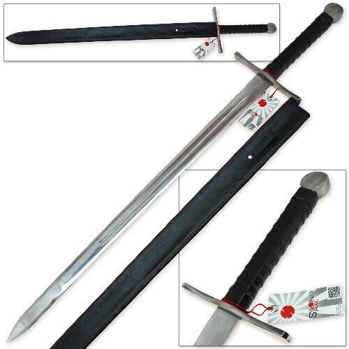 Medieval Two Handed European Crusader Knight Templar Long Sword Stainless Steel