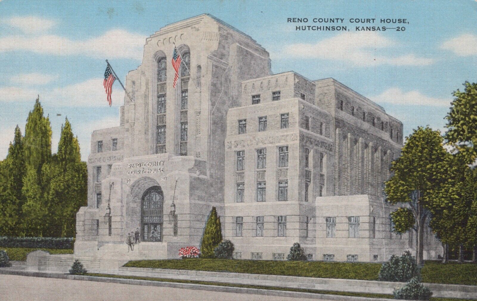 Reno County Court House Hutchinson Kansas Linen Vintage Postcard
