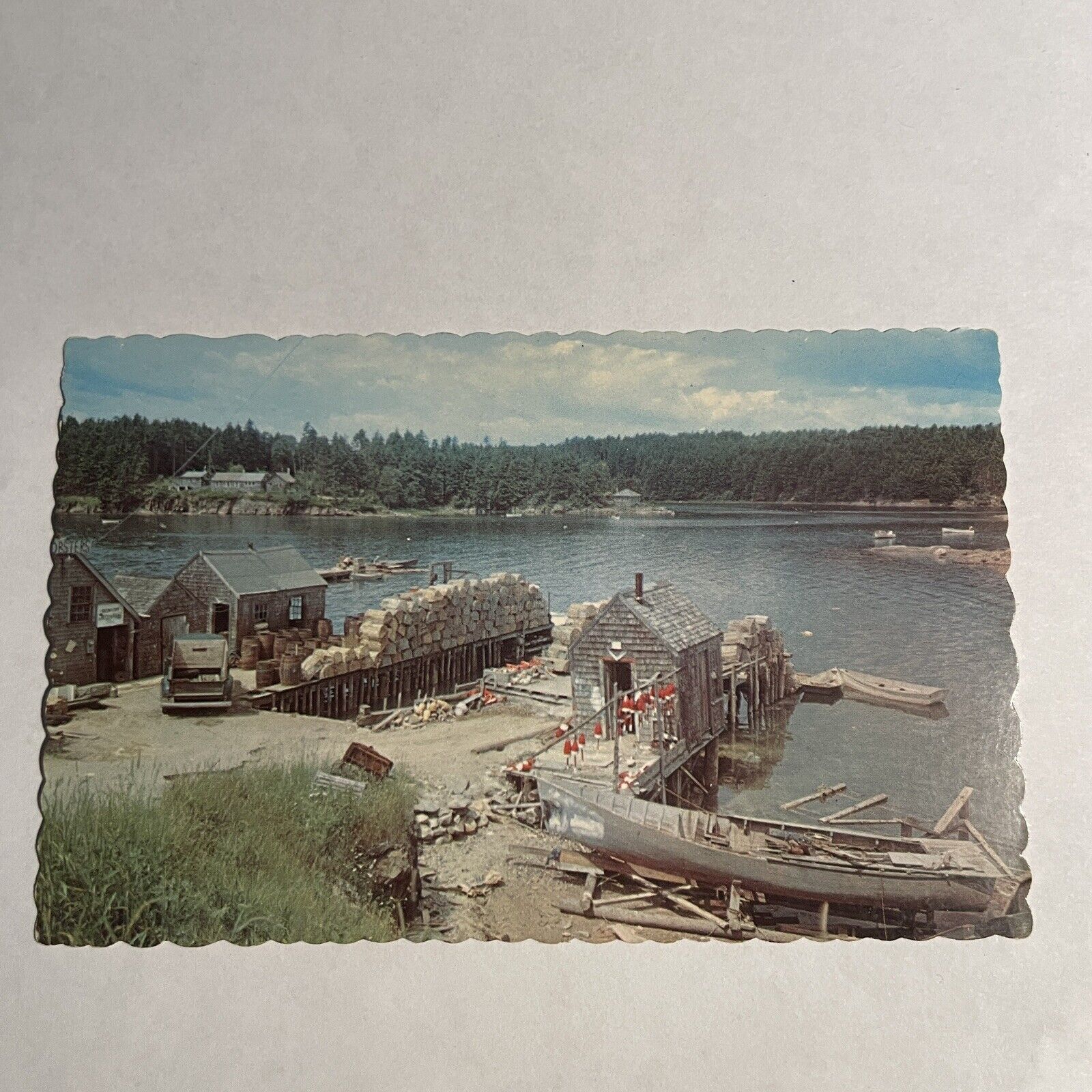 ME-Maine, Typical Maine Fishing Village, Antique Vintage Souvenir Postcard