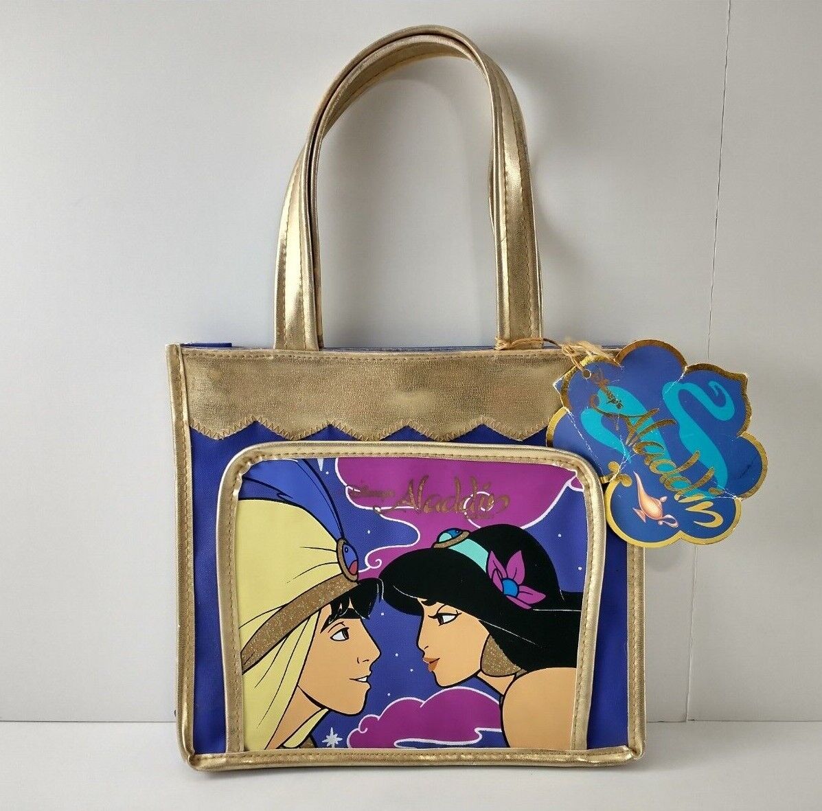 Vintage Disney ALADDIN & JASMINE Child\'s Purse Tote Bag + Charm Necklace Toys