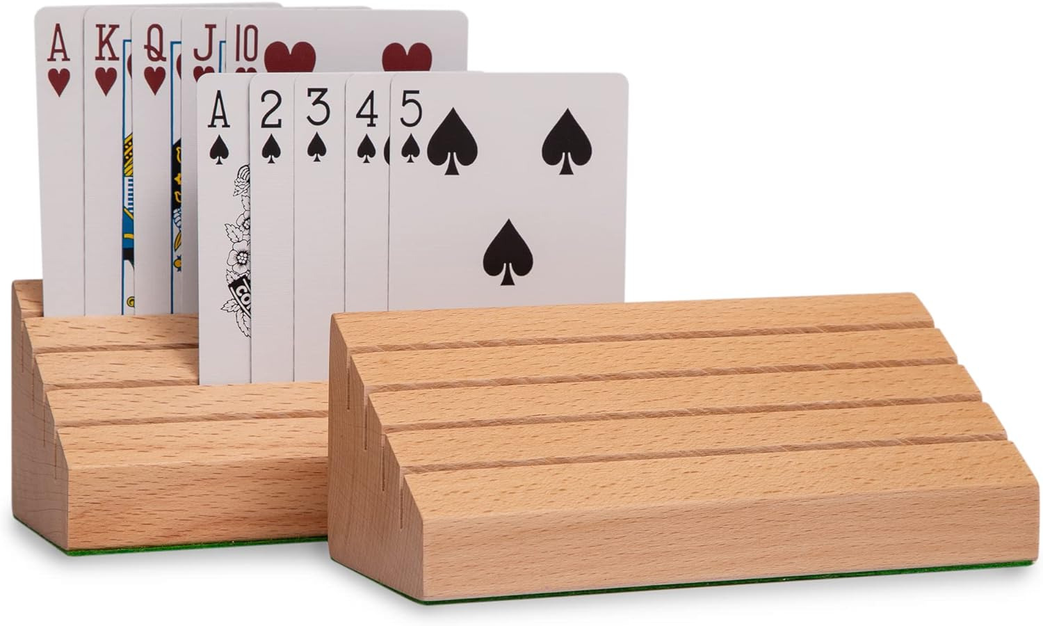 Standard Size Solid Beech Playing Card Holder/Holder-2 Piece Set-Card Storage