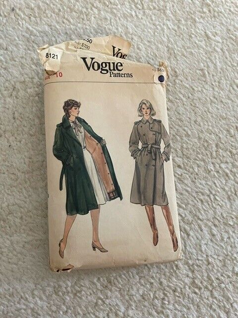 Very Easy Very Vogue 8121 Double Breasted Trench Coat Pattern