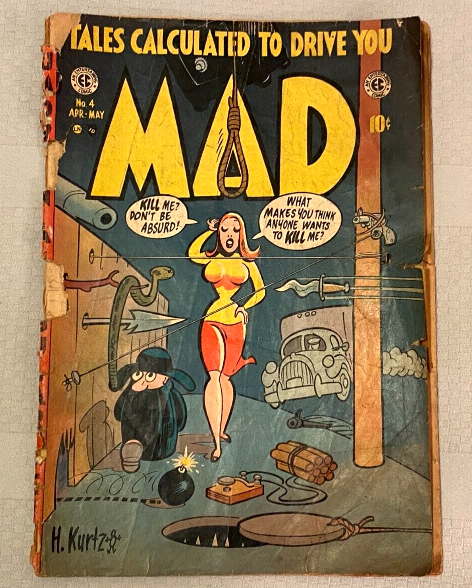 Mad Magazine Comic Book 4 Vtg EC 1953 Comedy Humor Fair Kurtzman Wally Wood Poor