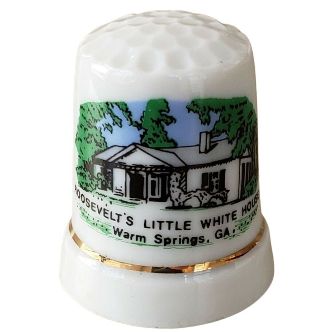 Vintage Roosevelt\'s Little White House Warm Springs GA China Sewing Thimble 